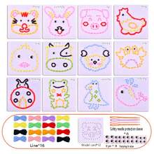 12-Pattern Beginner Sewing Set, Starter Kit - Includes Multiple Style Combinations, Plastic Needles, Thread, DIY Sewing Board, Children's Sewing Set, Children's Felt Crafts, Felt Set, Helps Develop Fine Motor Skills - Multicolor - View 2