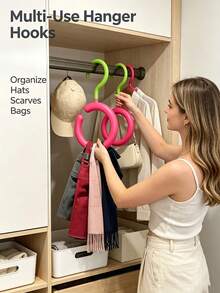 Multifunctional Strong Adhesive Hooks, No-Drill Clothes And Hat Hooks, Seamless Storage Hooks For Dormitory Underwear, Shoulder Straps, Bags, Hats And Scarves - Multicolor - View 6