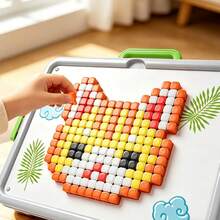 Children's DIY Mushroom Peg Puzzle Toy, Mosaic Plug-In Board Blocks With Pattern Cards, Educational Creative Early Learning Toy - Multicolor - View 4