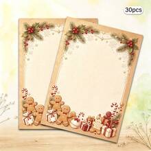 1 Set, Christmas Theme Printed Letter Paper, Suitable For Christmas Message Use, Colorful Cute Christmas Printed Letter Paper - Rectangle - View 4