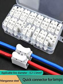 Wire Connector, 100Pcs Multi‑Spec Optional Quick Terminal Connector, Push‑Type 2‑Pin Flame‑Retardant LED Light Connector, CH‑2 Two‑Position Press‑Type Wire Clip, Self‑Locking Quick Wiring Terminal For Lamp Connection - Multicolor - View 2