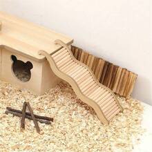 Natural Wood Cage Ladder Fence Set, Includes Chew Toys, Climbing Ladder Bridge, Suitable For Hamsters, Reptiles, Small Animals - Khaki - View 5