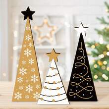 2D Flat Wooden Christmas Tree Decoration, Home Decor, Perfect For Living Room, Office, Bedroom, Bookshelf And TV Stand, Perfect For Party, Perfect For Living Room Decoration - A - View 2