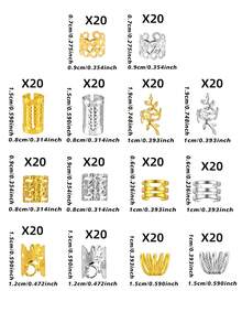 280件組 金色與銀色復古波希米亞風合金髮環套組－鏤空圓形髮飾，適用於編髮與DIY髮型設計（不含盒） - 彩色 - 查看 6