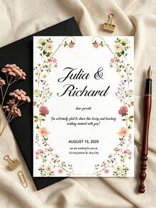 1/10/50pcs Customized Floral Wedding Invitations, Personalized Wedding Invitation Cards, White Envelope Packaging, Wedding Supplies - Multi-color-paper - View 11