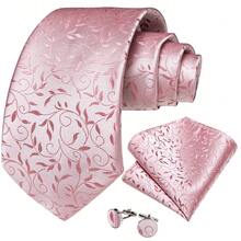 Set 5 Buah Kancing Dasi Pria Motif Tanaman Tropis Jacquard Warna Pink, Kancing Saku, Kancing Boutonniere, Klip Dasi, Pola Kancing Acak, Aksesori Jas untuk Pernikahan - Berwarna merah muda - View 3