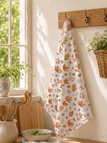 2pcs Minimalist Autumn Fallen Leaves & Maple Fruit Pattern Kitchen Towels, Soft Polyester Dish Cloths, Suitable For Kitchen Decor, Kitchen Cleaning, Holiday Party Decoration, Kitchen & Bathroom Supplies, Home Essentials, Home Decor, Housewarming Gift - Multicolor - View 5
