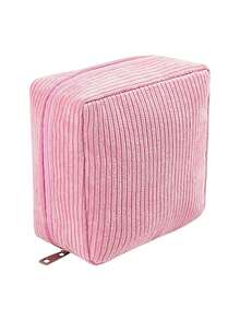 Striped Zipper Pencil Case, 2 Colors Available Light Pink And Light Blue Lightweight Fabric Stationery Storage Bag, Suitable For Home Office Daily Writing Tools Organization - Multiple Styles - View 12