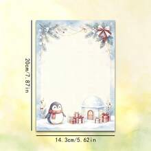 1 Set, Christmas Theme Printed Letter Paper, Suitable For Christmas Message Use, Colorful Cute Christmas Printed Letter Paper - Rectangle - View 10