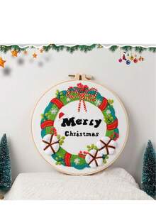 Adult Christmas Embroidery Set, 1 Set Of DIY Embroidery Starter Kit, Including Printed Patterns, Embroidery Hoops, Tools, Colored Threads And Needles, With Usage Instructions (Santa Claus/Snowman/Wreath/Christmas Socks/Christmas Tree/Bell Style) - A - View 9