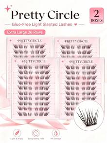 WANPIN 20-Pair Reusable Glue-Free Fox-Style Clustered False Eyelashes, Segmented False Eyelashes Suitable For Beginners, Instant Application, Lightweight, Soft And Comfortable Without Fatigue, High-End Natural Makeup Effect, Convenient For Daily Eye Makeup - C - View 9