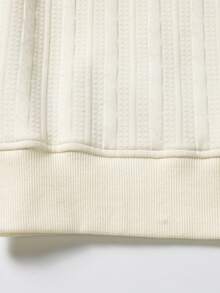 Blueprint Man 1pc Men's Sweatshirt, Men's Polo Collar Sweatshirt, Clean Apricot Base Color, Small V-Neck Collar Design, Minimalist And Timeless, Exquisite Vertical Striped Jacquard Texture Fabric, Soft And Skin-Friendly, Gentle Minimalist Style, Daily Wear, Commute Outfit - Apricot - View 9
