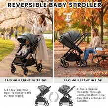 UBRAVOO 2-In-1 Baby Stroller – Foldable, Featuring A Reversible Seat, Canopy, Shopping Basket, And Cup Holder; Lightweight Design. - Black - View 2