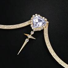 Gold Cross & Heart Body Chain/Harness; Women's Sexy Rhinestone Body Chain, Suitable For Parties, Dates And Events - Multicolor - View 2