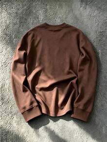 Men's Leopard Head Print Raglan Long Sleeve T-Shirt, Casual Loose Fit Pullover Top - Brown - View 4