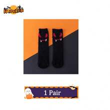 1/2/3 Pairs Of Plush Socks With Ghost And Bat Patterns, Cute And Fun Halloween Socks, Winter Women's Long Stockings And Pumpkin Socks For Couples - Multicolor - View 29