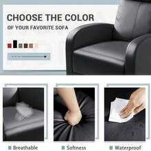 Recliner Chair, Recliner Sofa PU Leather For Adults, Black Recliners Home Theater Seating With Lumbar Support, Reclining Sofa Chair For Living Room - Black - View 6