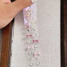 Multi-Style No-Drill Ear Sticker Set, Bowknot Shell Rhinestone Pearl Earrings, Comes With Small Tweezers For Easy Application, Cute Earrings Suitable For Women And Girls Daily Wear And Party, Jewelry Gift, Beauty Accessory - Multiple Specifications - View 6