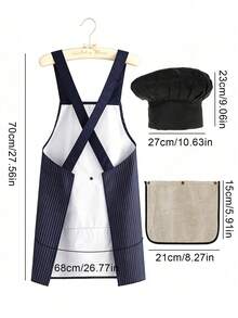 Cute Kitten Apron, Striped Apron, Easy To Wear,Kitchen Apron With Detachable Towels Black Cat Holding Knife With Two Pockets Durable And Easy To Clean, Ideal For Baking, Cooking, Home And Restaurant Use, Holiday Gift, Chef's Essential Apron - Multicolor - View 10