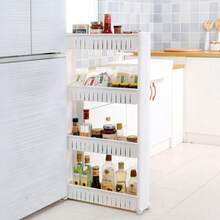 Narrow Mobile Rolling Storage Cart With Sliding Shelves, 3-Tier Rolling Utility Cart, Space-Saving Storage Unit For Kitchen, Bathroom, Bedroom And Office, Slim Portable Organizer, Sturdy Multi-Purpose Rack For Small Spaces And Laundry - View 10