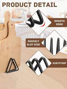 1pc Metal Cutting Board Storage Rack, Triangle Cutting Board Holder, Countertop Organizer, Easy To Install, Kitchen Storage Container, Kitchen Countertop Storage Rack, Kitchen Utensil Storage, Baking Storage - Multicolor - View 4