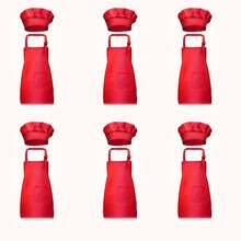 6pcs Customizable Kids Chef Apron & Hat Set, With Pockets, Adjustable Neck Strap, Personalized Logo & Pattern Printing, Suitable For Boys & Girls Baking, Cooking Role Play, Kindergarten Cooking Scene Anti-Dirt Apron - Multicolor - View 20