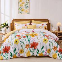 8 Pieces Yellow Floral Comforter Set Queen King, Botanical Bed In A Bag,Elegant Bright Flower Reversible Soft Microfiber Comforter Bedding Set Halloween Decor Fall Home Decor Room Bedroom Deocr Christmas Gift All Season - Yellow-1325 - View 11