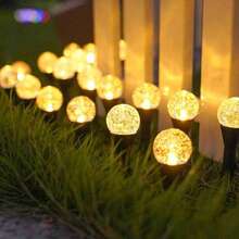 Magic Cracked Glass Ball Solar Ground Light, Fantasy Pathway Stake Light, Warm Light Outdoor Yard Lawn Decoration, Suitable For Garden Party Night Atmosphere - Black - View 20
