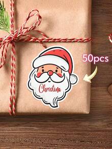 1/10/25/50/100pcs Customized Santa Claus Name Stickers, Personalized Christmas Gift Labels, Christmas Stickers, Customized Name Labels For Christmas, Used For Christmas Gift Packaging Decoration, Christmas Decoration, Personalized Gift Stickers Labels, Suitable For Friends And Family - Multi-color-name - View 12