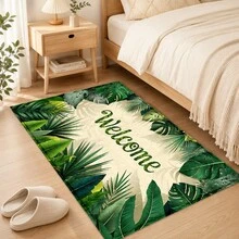 1pc Tropical Monstera Leaf Print Faux Cashmere Kitchen Mat, Absorbent Kitchen Rug, Long Runner Mat, Sink Front Mat, Suitable For Kitchen, Bathroom, Entryway, Hallway, Laundry Room And Home Decor - Multicolor - View 8