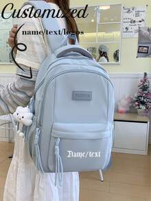1 Buah, Ransel Kustom, Gaya Warna Polos, Nama, Teks, Foto, Gambar yang Dapat Disesuaikan, Modis dan Dipersonalisasi, Cocok untuk Hadiah, Mahasiswa, Kampus, Perjalanan Harian dan Belanja, Gaya Kasual, Dapat Menyimpan Buku, Perlengkapan Kantor, Hadiah, DIY, Kreatif dan Unik, Tahan Air, Tahan Abrasi, Serbaguna dan Universal, Cocok untuk Sekolah, Perjalanan Kerja, dan Bepergian - MultiWarna - View 2