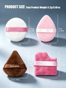 4 Pieces Multi‑Shape Velvet Powder Puff Set Soft Cosmetic Makeup Blending Puffs For Face Makeup, Random Color - Multicolor - View 6