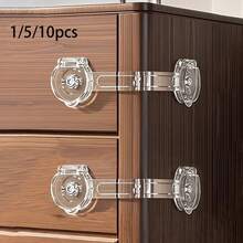 1/5/10pcs Transparent Safety Locks, Suitable For Refrigerator, Cabinet, Drawer, Toilet, Easy Installation Without Tools - Multicolor - View 2