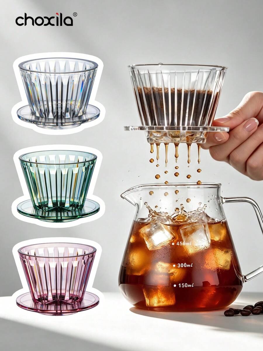 choxila 1個塑膠手沖咖啡濾杯,平底蛋糕式咖啡濾網,咖啡萃取順暢,輕量手沖咖啡工具,適合居家廚房,居家咖啡師與咖啡沖煮愛好者首選 - 咖啡濾杯 - 查看 1
