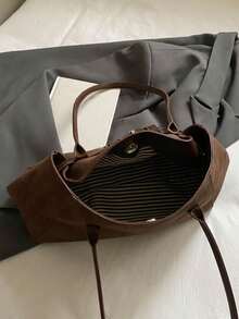 NicekeeElegant And High-End Large Capacity Tote Bag, Decorated With Buckle Straps, Suitable For Commuting, Traveling, Shopping, And Outdoor Activities - Coffee - View 12