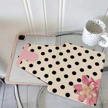 1件奶油底黑色波點乾粉色浮雕平板保護殼，適用於 iPad Air 6/5/4 & 10 (10.9 吋) - 適用於 iPad Pro 2024、Air M3/A16 2025，適用於 Galaxy Tab S9 FE/S8 Plus/S7/S10，適用於 OPPO Pad，適用於 MatePad，適用於 Vivo Pad，適用於 Honor Pad，適用於 Xiaoxin Pad - 彩色 - 查看 3