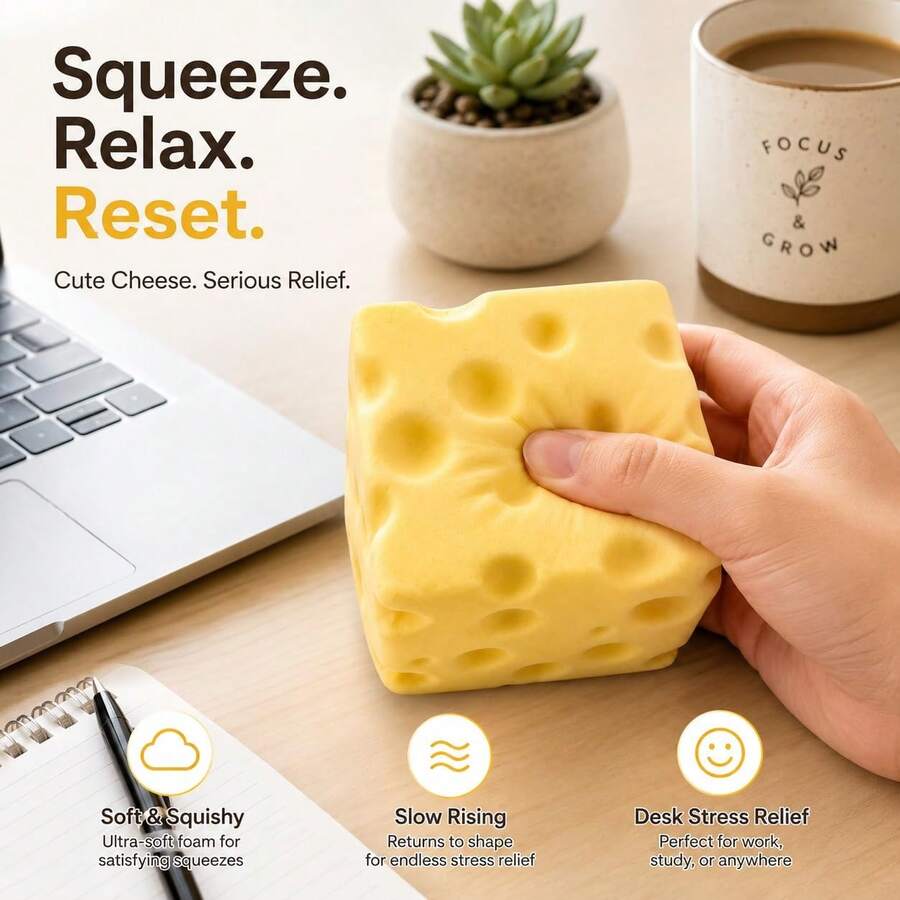 Tachimi 1pc Cheese Leisure‑Oriented Toy Pieces, Squishy Crunchy Sensorytoy, Broadly Picked For Toy‑Centered Pastime Activities, Fit For Hobby Showcase And Private Toy Collection Curation Shipped Randomly - Multicolor - View 1
