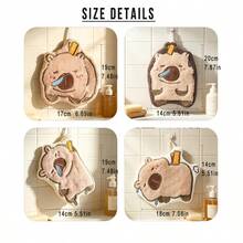 1pc Capybara Hand Towel With Hook, Coral Fleece Towel For Table Cleaning, Hanging Cute Hand Towel, Bathroom Small Towel For Hand Washing, Kitchen Absorbent Cloth, Multiple Styles Available - Multicolor - View 3