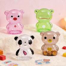 1pc Cute Panda/Bear/Pig/Frog Shaped Transparent PS Plastic Fun Piggy Bank, Creative Cartoon Coin Storage Box, Home Decor Student Back To School Season Gift - Animal-shaped Piggy Bank - View 2