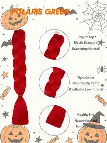 24 Inch 3pcs/Set Synthetic High Temperature Braiding Hair Extensions, Black Red Purple Blue Yellow Orange Multicolor Mixed Braiding Hair Pieces, Suitable For Women Daily, Party, Cosplay, Holiday, Halloween - Red - View 3