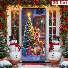 2D Flat Banner[Party Banner, Bunting]1pc, Polyester Material, Christmas Decoration Door Frame Banner - Christmas Reindeer - View 8