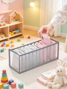 5pcs Fabric Drawer Dividers Storage Organizer Boxes, Multi-Compartment Storage Bins, Suitable For Baby Socks, Underwear And Nursery Small Items - Multicolor - View 4