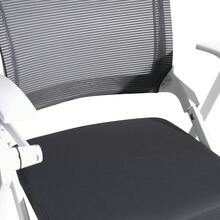 Folding Office Chair With Armrests, Mesh Conference Chair For Meeting Room - Dark Gray - With Tabletop and Wheels - View 6
