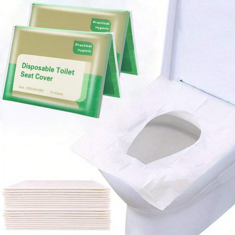 20/80pcs Disposable Toilet Seat Covers | Flushable Paper, Portable Sanitary Seat Covers For Travel And Hotels, Large Size And Universal, Convenient For Use In Public Toilets, Airplanes, And Camping - Multicolor - View 1