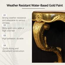 JAYSUING Water-Based Gold Paint, Horse Post Decorative Gold Paint, Outdoor Fence Shiny Gold Leaf Paint - Water-based Gold Paint - View 9