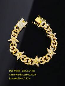 1pc European & American Fashion Hip-Hop Style Star Bracelet Necklace, Inlaid With Rhinestones, Street Accessory - A - View 12