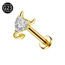 1pc G23 Titanium Internal Thread 1.0/1.2mm Butterfly, Flower, Heart, Cross Shape Piercing Stud Earring Cartilage Jewelry Suitable For Women's Daily Wear - Gold - View 10