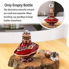 1pc 4ml Middle Eastern Style Enamel Craft Vintage Line Pattern Fragrance Essential Oil Refillable Bottle, Reusable Portable Cosmetic Container, Elegant Fragrance Storage Bottle, Exquisite Decoration, High-End Texture, Glass And Metal Material, Durable And Wear-Resistant, Easy To Carry, Good Sealing Performance, No Leakage Even When Upside Down (Empty Bottle Only) - View 7