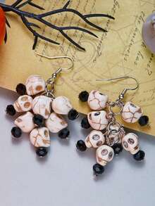 Halloween Funny Ear Pendants In A Retro Gothic Style With Skull-Shaped Tassels As Party Costume Accessories - Multicolor - View 4