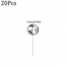 10pcs/20pcs 2cm/2.5cm/3cm/4cm Silver Spherical Cake Toppers, Multi-Size Pearl Balls, DIY Cake Decorations For Wedding, Birthday, Anniversary, Party - Silver - View 13